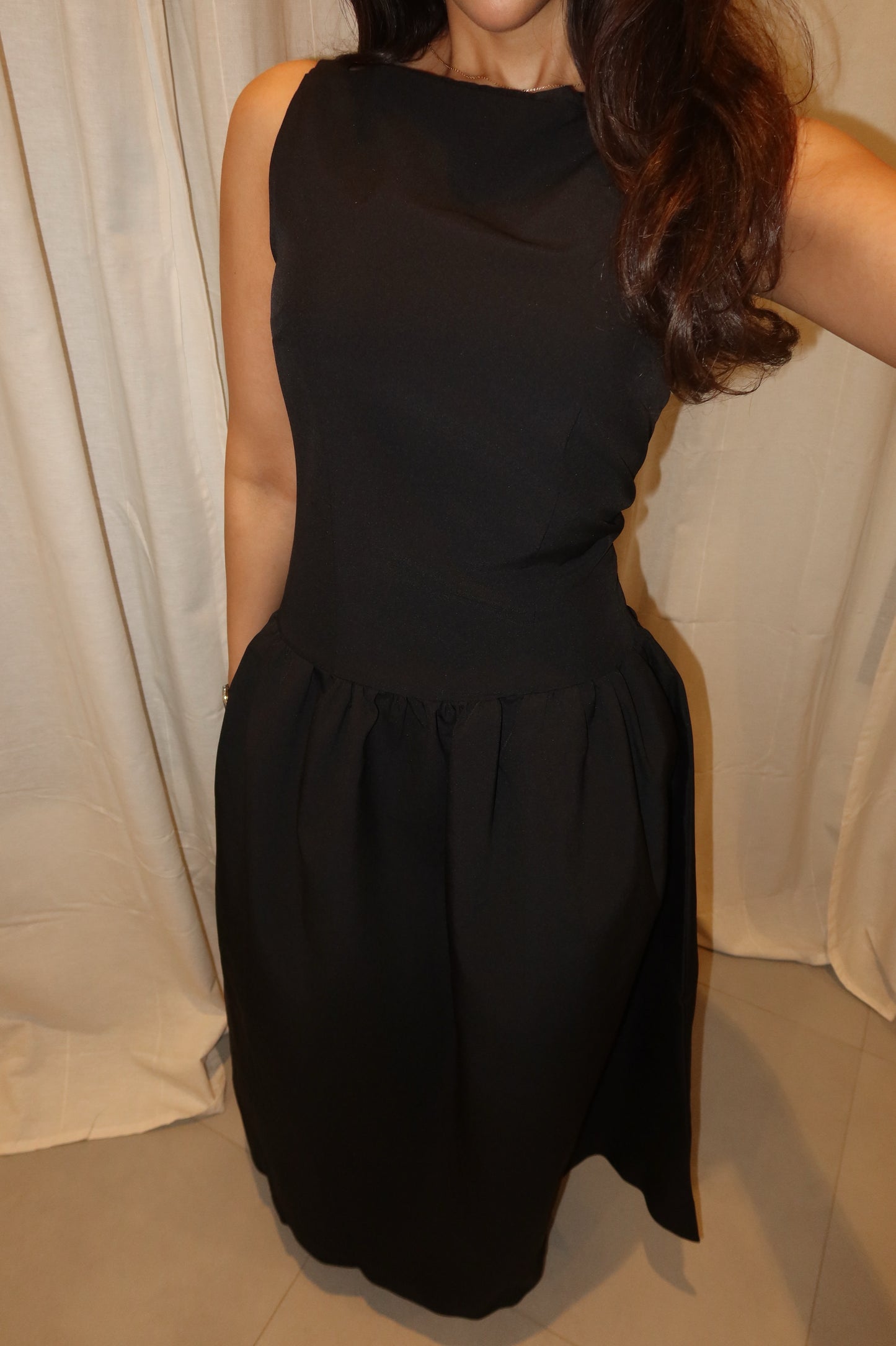 Classic Low Waist Black Dress