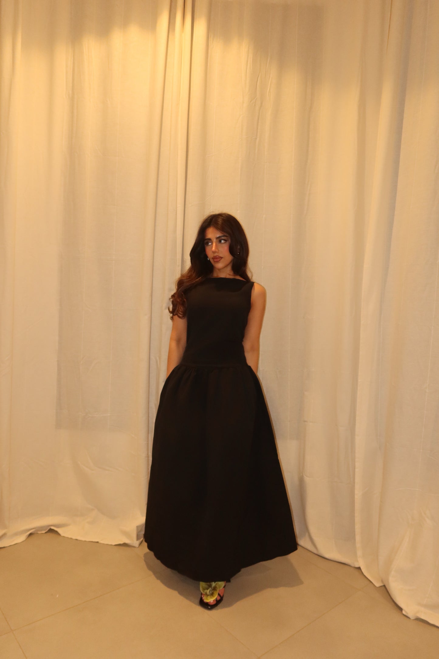 Classic Low Waist Black Dress