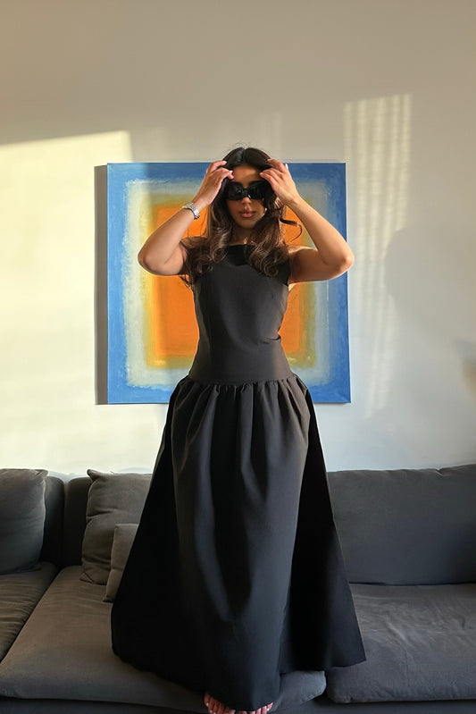 Classic Low Waist Black Dress